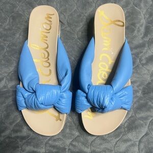 Sam Edelman Knotted Blue Slide Sandals